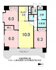 福岡市中央区荒戸、中古マンションの間取り画像です