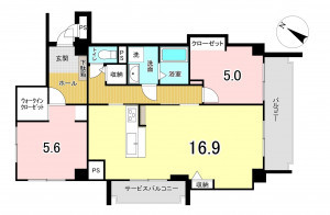 福岡市中央区平尾、中古マンションの間取り画像です