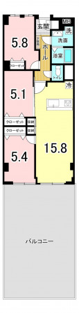 福岡市中央区桜坂、中古マンションの間取り画像です