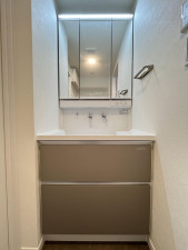 福岡市中央区赤坂、中古マンションの洗面画像です