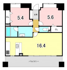 福岡市中央区舞鶴、中古マンションの間取り画像です