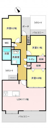 福岡市南区高宮、中古マンションの間取り画像です