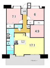 福岡市南区、中古マンションの間取り画像です