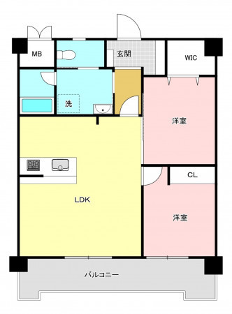 福岡市南区井尻、中古マンションの間取り画像です