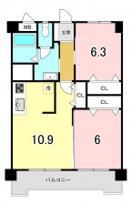 福岡市中央区港、中古マンションの間取り画像です