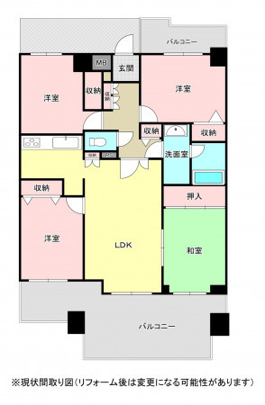 福岡市中央区薬院、中古マンションの間取り画像です