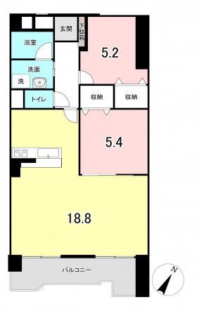 福岡市中央区警固、中古マンションの間取り画像です