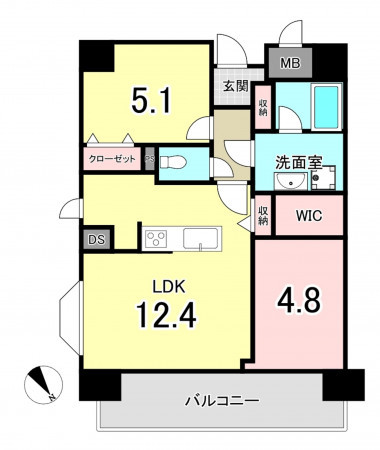 福岡市中央区荒戸、中古マンションの間取り画像です