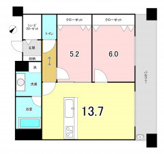 福岡市中央区港、中古マンションの間取り画像です