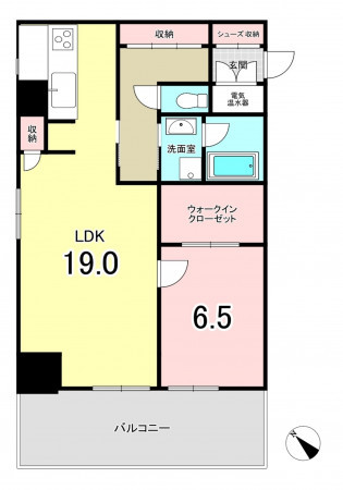 福岡市中央区天神、中古マンションの間取り画像です