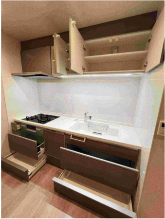 福岡市中央区春吉、中古マンションの洗面画像です