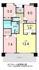 福岡市中央区草香江、中古マンションの間取り画像です