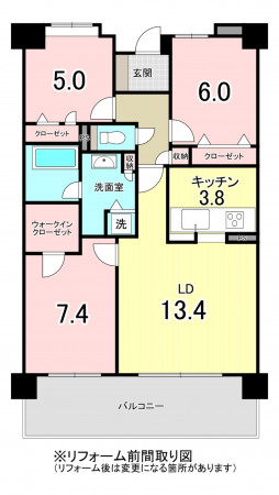 福岡市中央区草香江、中古マンションの間取り画像です