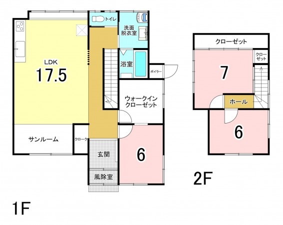 秋田市千秋中島町、中古一戸建ての間取り画像です