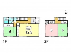 秋田市外旭川八柳、中古一戸建ての間取り画像です