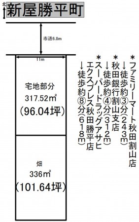 秋田市新屋勝平町、土地の間取り画像です