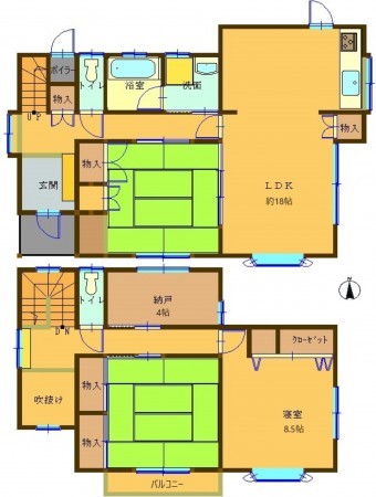 秋田市下新城長岡、中古一戸建ての間取り画像です