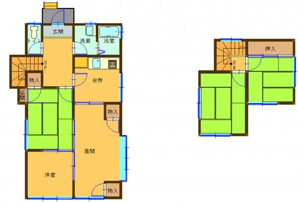 秋田市添川、中古一戸建ての間取り画像です