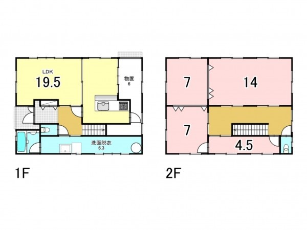 秋田市土崎港相染町、中古一戸建ての間取り画像です