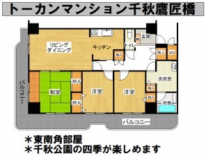 秋田市千秋矢留町、マンションの間取り画像です