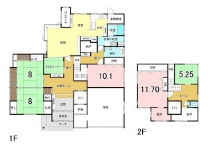 仙北市角館町西勝楽町、中古一戸建ての間取り画像です