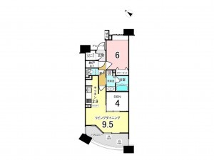 中央区佃、マンションの間取り画像です