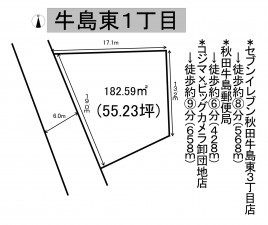 秋田市牛島東、土地の間取り画像です