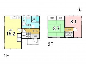 秋田市八橋南、中古一戸建ての間取り画像です