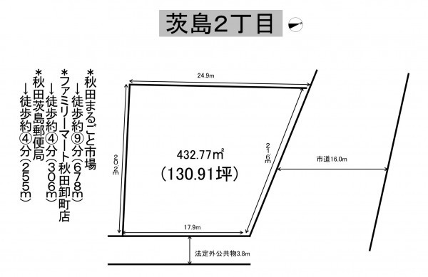 秋田市茨島、土地の間取り画像です