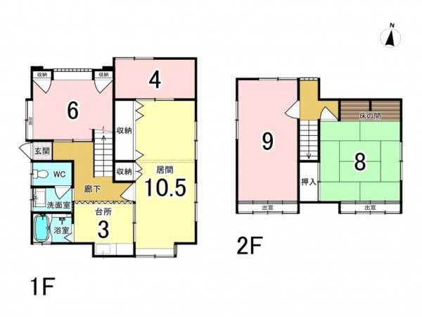 秋田市泉馬場、中古一戸建ての間取り画像です