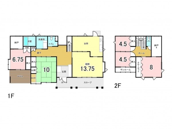 秋田市新屋栗田町、中古一戸建ての間取り画像です