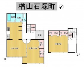 秋田市楢山石塚町、中古一戸建ての間取り画像です