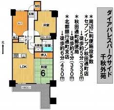 秋田市千秋矢留町、マンションの間取り画像です