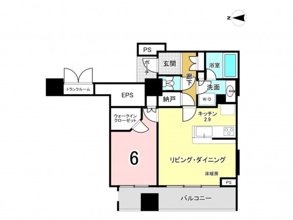 港区港南、マンションの間取り画像です