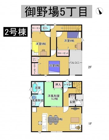 秋田市御野場、新築一戸建ての間取り画像です