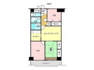 秋田市山王中園町、マンションの間取り画像です