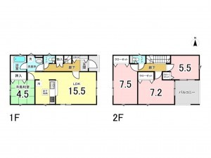 秋田市新屋栗田町、新築一戸建ての間取り画像です