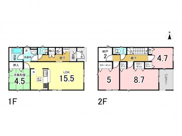 秋田市新屋栗田町、新築一戸建ての間取り画像です