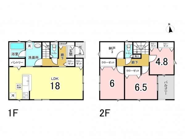 秋田市土崎港西、新築一戸建ての間取り画像です