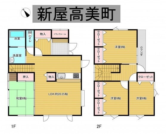 秋田市新屋高美町、中古一戸建ての間取り画像です