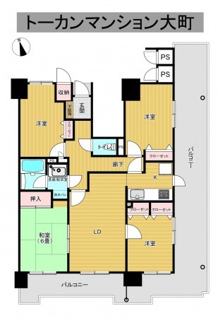 秋田市大町、収益物件/マンションの間取り画像です