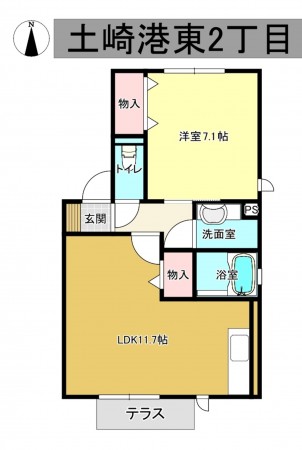 秋田市土崎港東、収益物件/アパートの間取り画像です