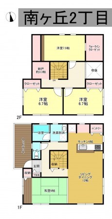 秋田市南ヶ丘、中古一戸建ての間取り画像です