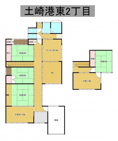 秋田市土崎港東、中古一戸建ての間取り画像です