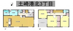 秋田市土崎港北、新築一戸建ての間取り画像です