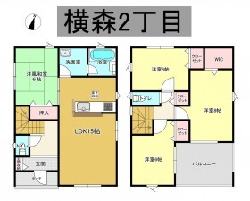 秋田市横森、新築一戸建ての間取り画像です