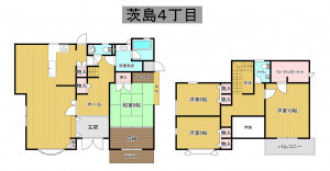 秋田市茨島、中古一戸建ての間取り画像です