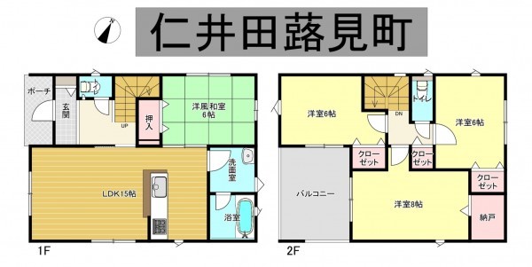 秋田市仁井田蕗見町、新築一戸建ての間取り画像です