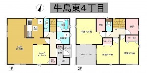 秋田市牛島東、新築一戸建ての間取り画像です