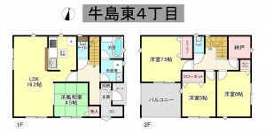 秋田市牛島東、新築一戸建ての間取り画像です